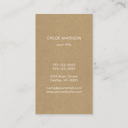 Rustikale Imitat Kraft Blumenzauber Monogramm Visitenkarte (Rückseite)