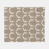Rustikale Imitat-Leinwand u. weiße Rotwild-Geweihe Fleecedecke (Vorderseite (Horizontal))
