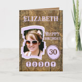 Rustikale Imitate aus braunem Holz 30. Geburtstag Karte (Vorderseite)