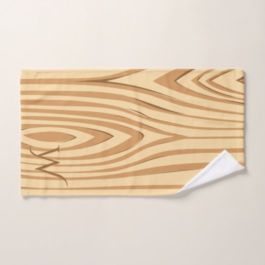 Rustikale Imitate aus Braunholz Mit Monogramm Badhandtuch Set (Handtuch)