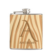 Rustikale Imitate aus Braunholz Mit Monogramm Flachmann (Vorderseite)