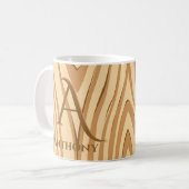 Rustikale Imitate aus Braunholz Mit Monogramm Kaffeetasse (Vorderseite Links)