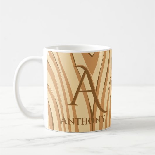 Rustikale Imitate aus Braunholz Mit Monogramm Kaffeetasse (Links)