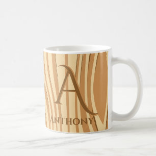 Rustikale Imitate aus Braunholz Mit Monogramm Kaffeetasse