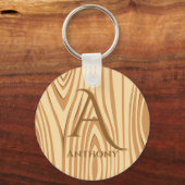 Rustikale Imitate aus Braunholz Mit Monogramm Schlüsselanhänger (Vorderseite)