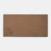 Rustikale Imitate Braun Leder Custom Monogram Schreibtischunterlage (Vorderseite)
