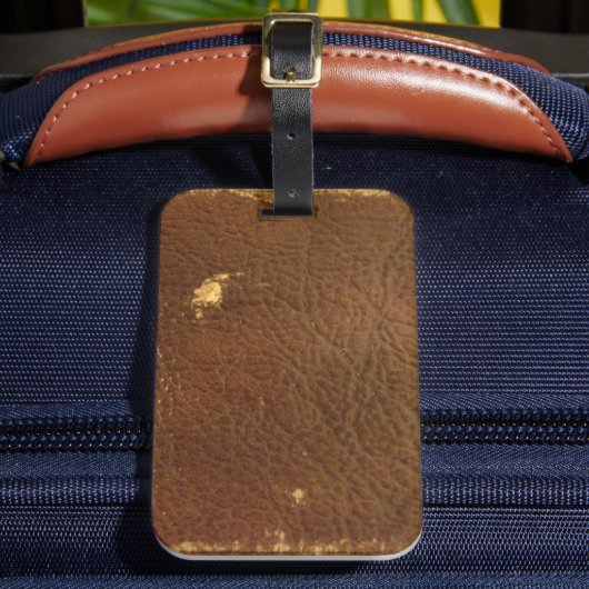 Rustikale Imitate Braunleder Gepäckanhänger (Vorderseite Insitu 2)