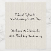 Rustikale Imitate Burlap Anniversary Party Weinetikett (Einzelnes Label)