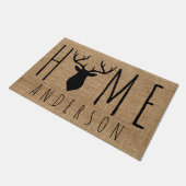 Rustikale Imitate Burlap Buck Name Fußmatte (Schrägansicht)