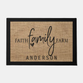Rustikale Imitate Burlap Faith Familienbauernhof T Fußmatte (Vorderseite)