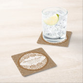 Rustikale Imitate Burlap Lace Wood Wedding Persona Rechteckiger Pappuntersetzer (Vor Ort)