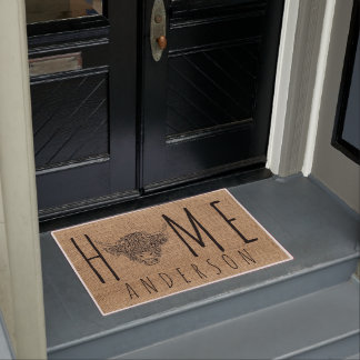 Rustikale Imitate Burlap Niedlicher Rinderkopf Fußmatte