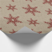 Rustikale Imitate Burlap und Red Snowflake Muster Geschenkpapier (Ecke)