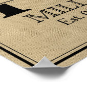 Rustikale Imitate Burlap Wedding Monogram Poster (Ecke)