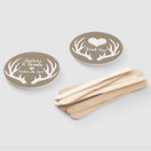 Rustikale Imitate Burlap & White Deer Antler Weddi Fächer (Non-assembled)