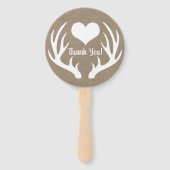 Rustikale Imitate Burlap & White Deer Antler Weddi Fächer (Rückseite)