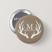 Rustikale Imitate Burlap White Deer Antlers Button (Vorne & Hinten)