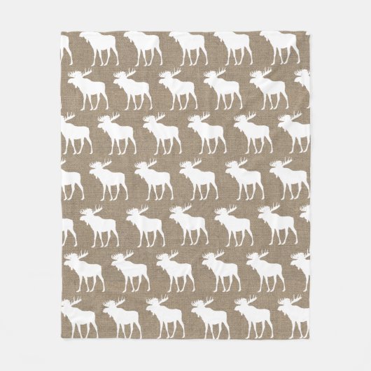 Rustikale Imitate Burlap & White Elche Muster Fleecedecke (Vorderseite)