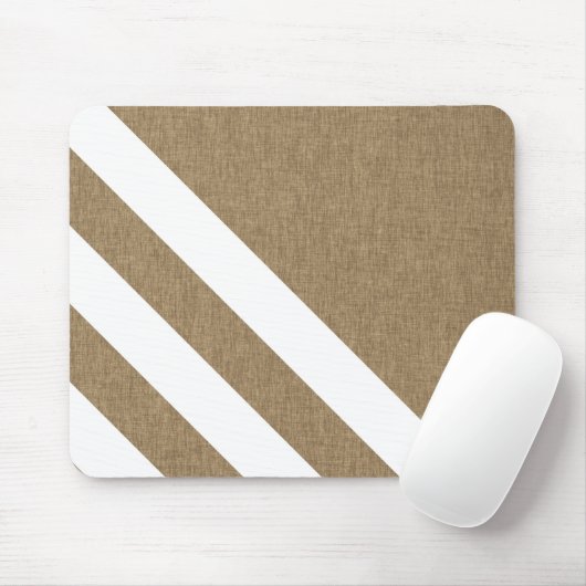 Rustikale Imitate Burlap White Strips Mousepad (Mit Mouse)