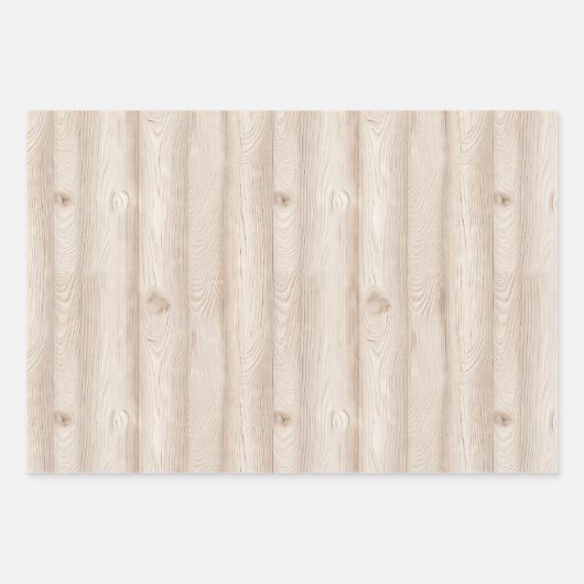 Rustikale Imitate Cream White Wood Wedding Geschenkpapier Set (Vorderseite 3)