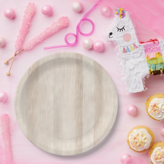 Rustikale Imitate Cream White Wood Wedding Pappteller (Party)