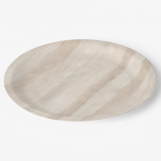 Rustikale Imitate Cream White Wood Wedding Pappteller (Schrägansicht)