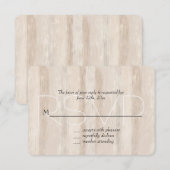 Rustikale Imitate Cream White Wood Wedding RSVP Karte (Vorne/Hinten)