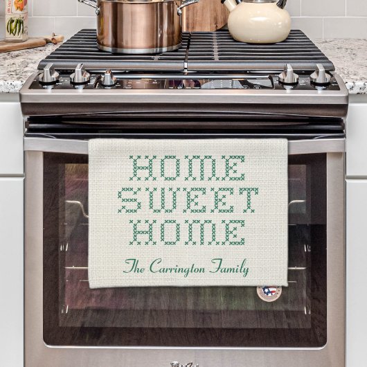 Rustikale Imitate Cross-Stitch Zuhause Sweet Zuhau Geschirrtuch