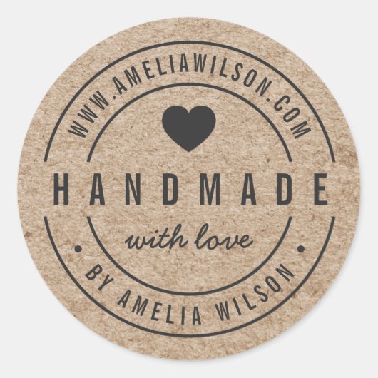 Rustikale Imitate, die gewebt mit Liebe gefertigt Runder Aufkleber (Vorderseite)