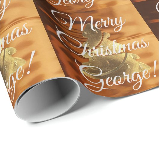 Rustikale Imitate Gold Brown Weihnachtsbaummuster Geschenkpapier (Rolleneckpunkt)