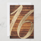 Rustikale Imitate Gold Foil Wood Sweet 16 Einladung