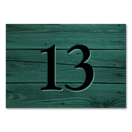 Rustikale Imitate Gravur Weiß Aquamarin Grün Resta Tischnummer (Vorderseite)