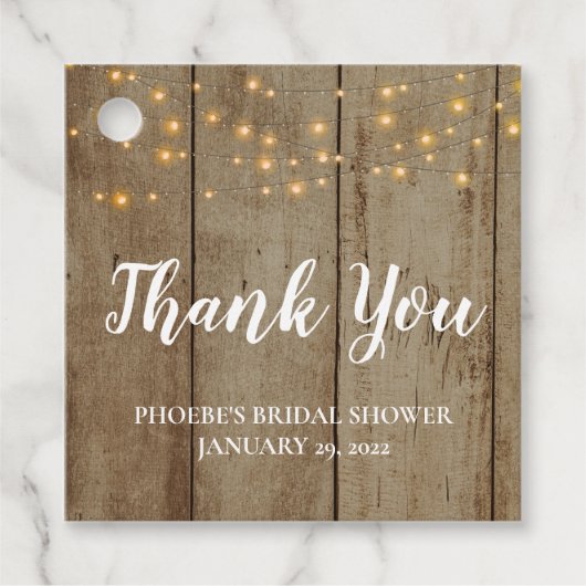 Rustikale Imitate Holz Land Brautparty Geschenkanhänger (Vorderseite)