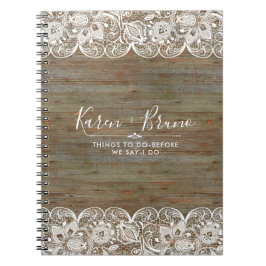 Rustikale Imitate Holz und Weiße Spitzen Notizblock