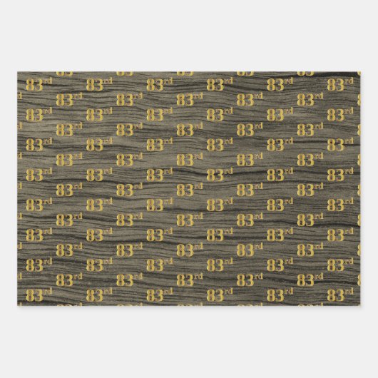 Rustikale Imitate Holzkörner, elegante Imitate Gol Geschenkpapier Set (Vorderseite 2)