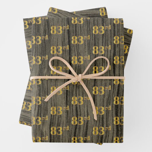 Rustikale Imitate Holzkörner, elegante Imitate Gol Geschenkpapier Set (Beispiel)