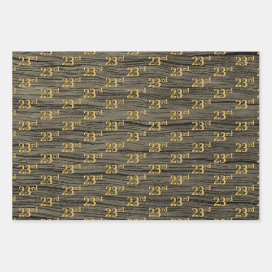 Rustikale Imitate Holzkörner, elegante Imitate Gol Geschenkpapier Set (Vorderseite 2)