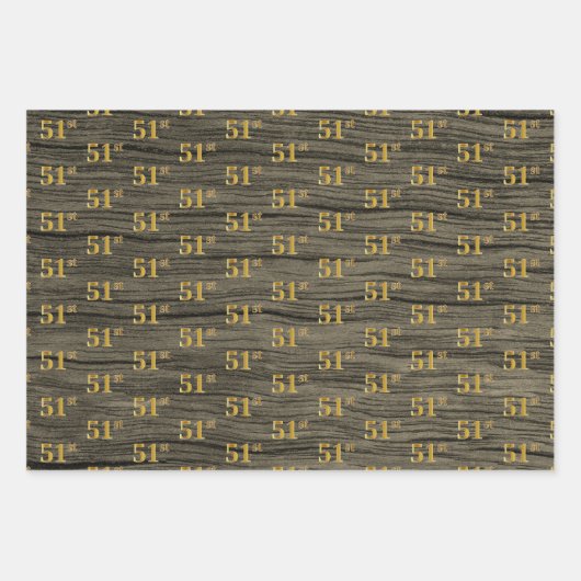 Rustikale Imitate Holzkörner, elegante Imitate Gol Geschenkpapier Set (Vorderseite 3)