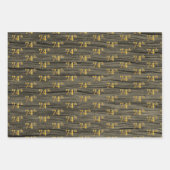 Rustikale Imitate Holzkörner, elegante Imitate Gol Geschenkpapier Set (Vorderseite 3)