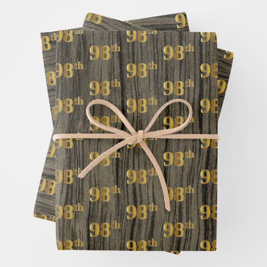 Rustikale Imitate Holzkörner, elegante Imitate Gol Geschenkpapier Set (Beispiel)