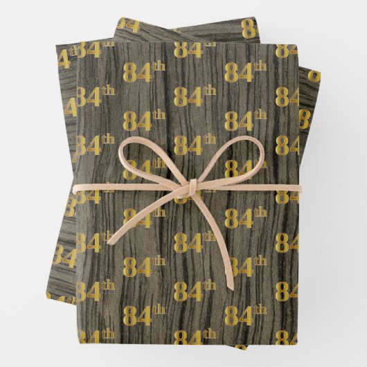 Rustikale Imitate Holzkörner, elegante Imitate Gol Geschenkpapier Set (Beispiel)