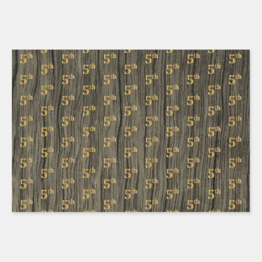 Rustikale Imitate Holzkörner, elegante Imitate Gol Geschenkpapier Set (Vorderseite)