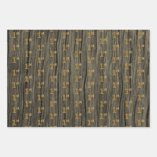 Rustikale Imitate Holzkörner, elegante Imitate Gol Geschenkpapier Set (Vorderseite 3)