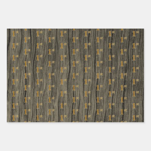Rustikale Imitate Holzkörner, elegante Imitate Gol Geschenkpapier Set (Vorderseite)