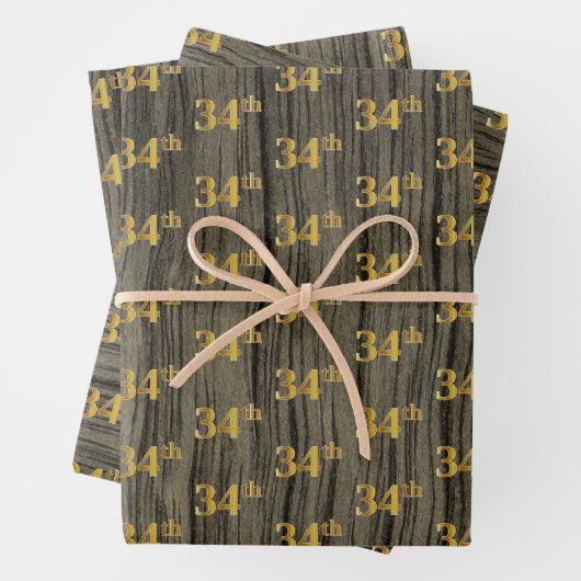 Rustikale Imitate Holzkörner, elegante Imitate Gol Geschenkpapier Set (Beispiel)