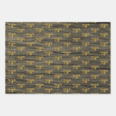 Rustikale Imitate Holzkörner, elegante Imitate Gol Geschenkpapier Set (Vorderseite 2)