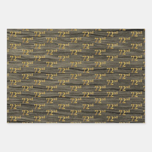 Rustikale Imitate Holzkörner, elegante Imitate Gol Geschenkpapier Set (Vorderseite 2)