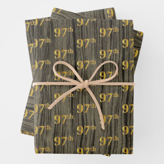 Rustikale Imitate Holzkörner, elegante Imitate Gol Geschenkpapier Set (Beispiel)