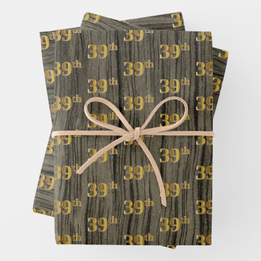 Rustikale Imitate Holzkörner, elegante Imitate Gol Geschenkpapier Set (Beispiel)