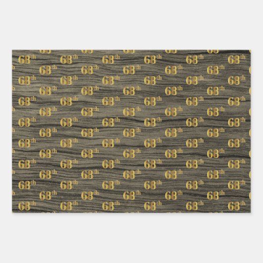 Rustikale Imitate Holzkörner, elegante Imitate Gol Geschenkpapier Set (Vorderseite 2)